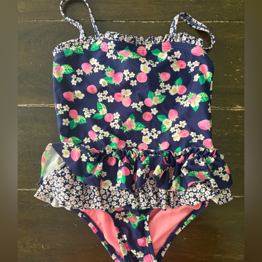 Hula Star Floral Kids Swimsuit - Navy and Pink